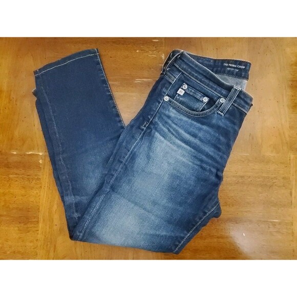 Ag Adriano Goldschmied Prima Cigarette Crop Jeans Medium Wash Blue Low Rise 26R - Picture 2 of 9